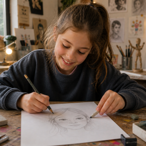 portret tekenen voor 9 +